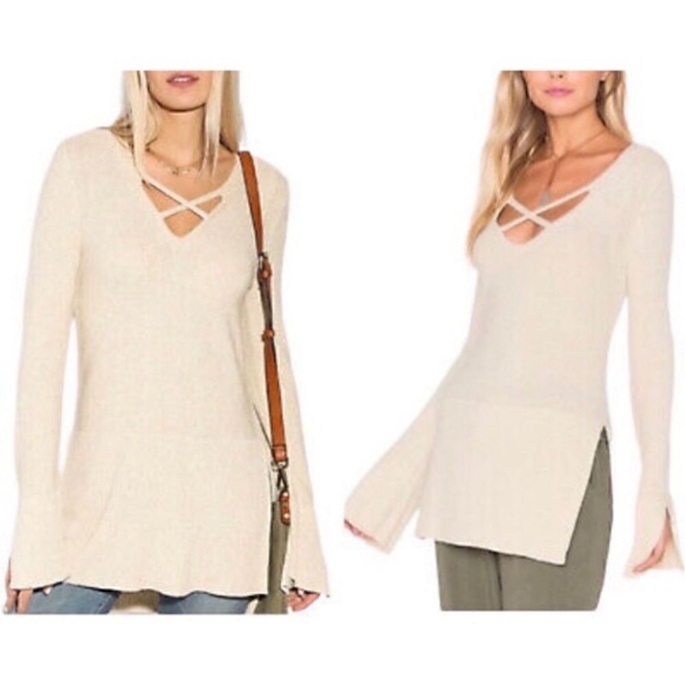 Free People Criss Cross Sweater in beige | size XS